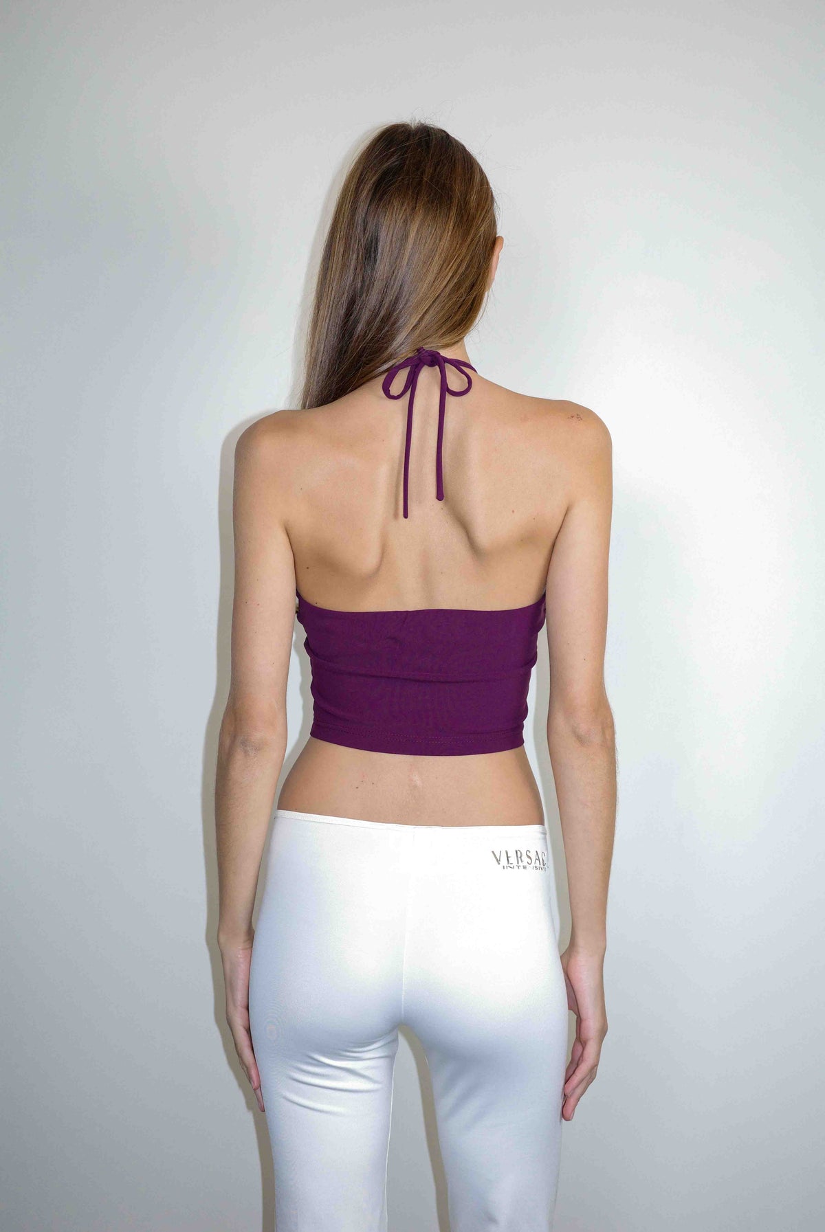 Versace Plum Halter Top