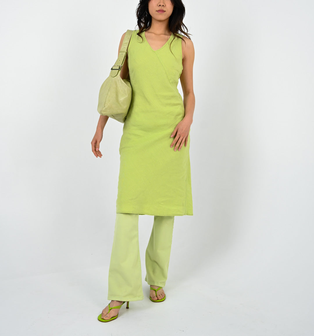 Lime Linen Country Dress