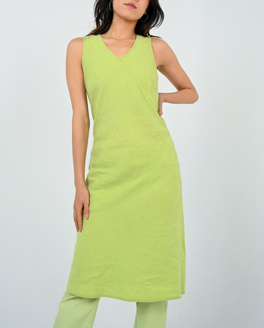 Lime Linen Country Dress