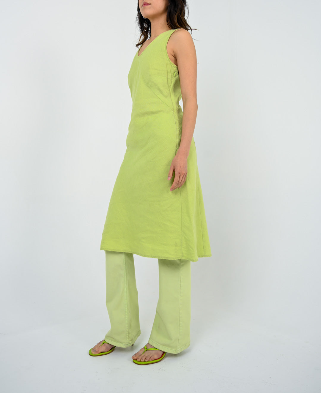 Lime Linen Country Dress