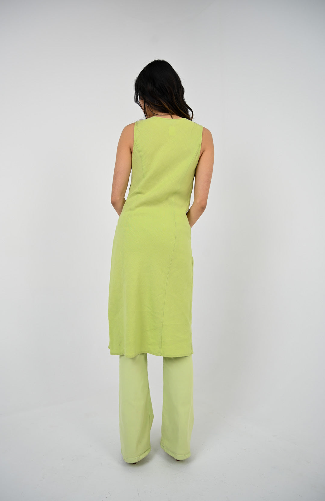 Lime Linen Country Dress