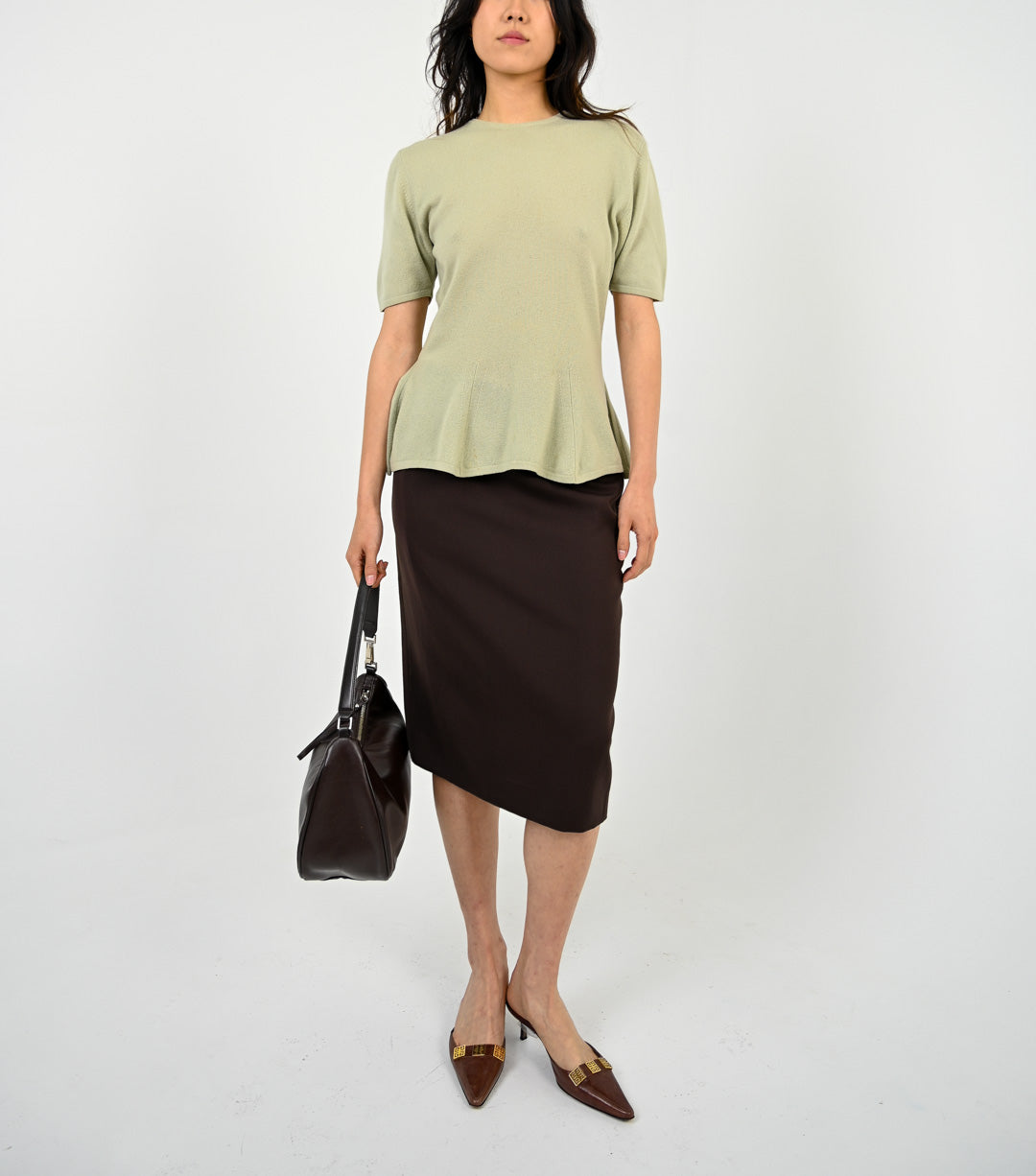 Yves Saint Laurent Hickory Wool Skirt