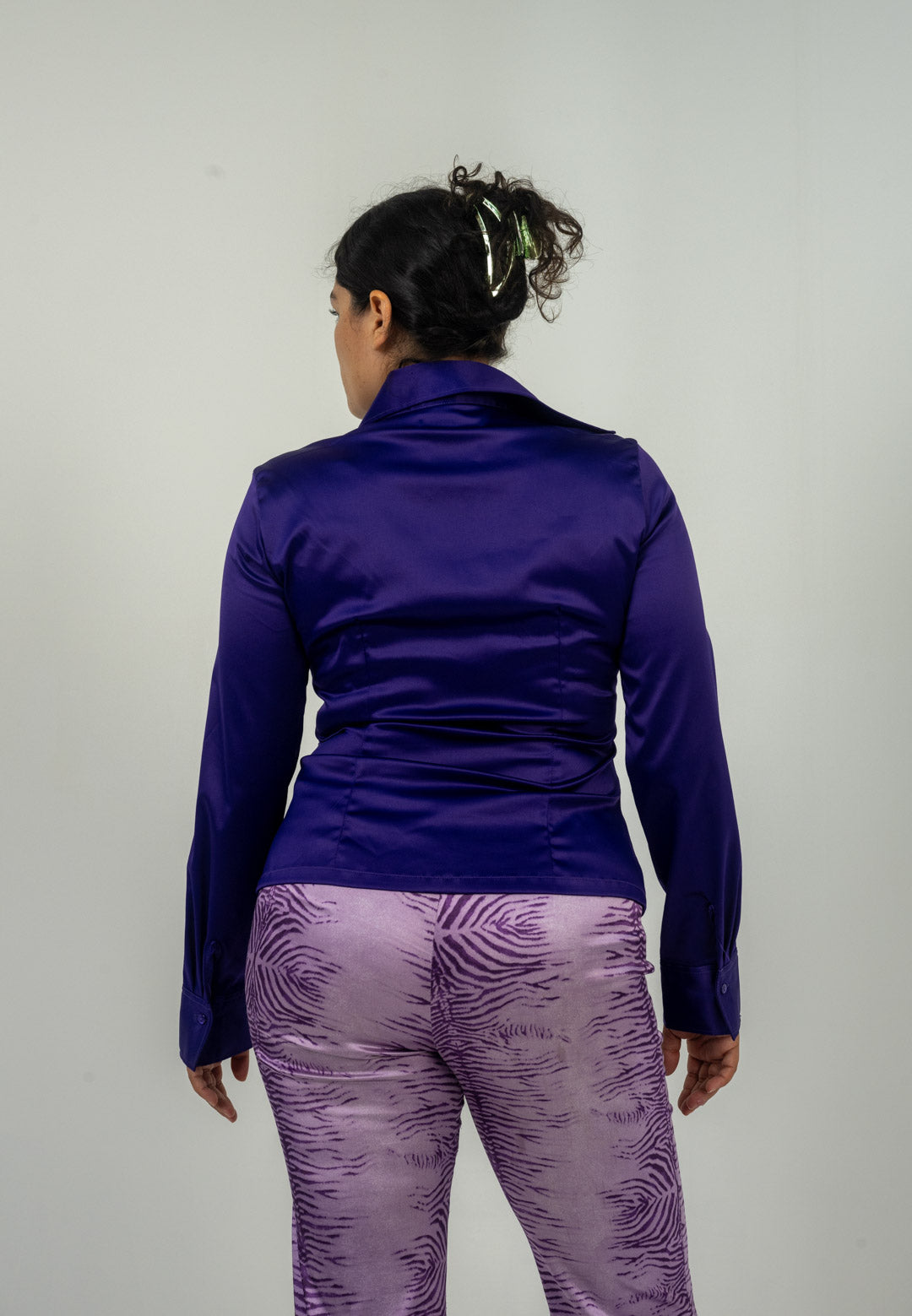 Aubergine Satin Buckle Shirt