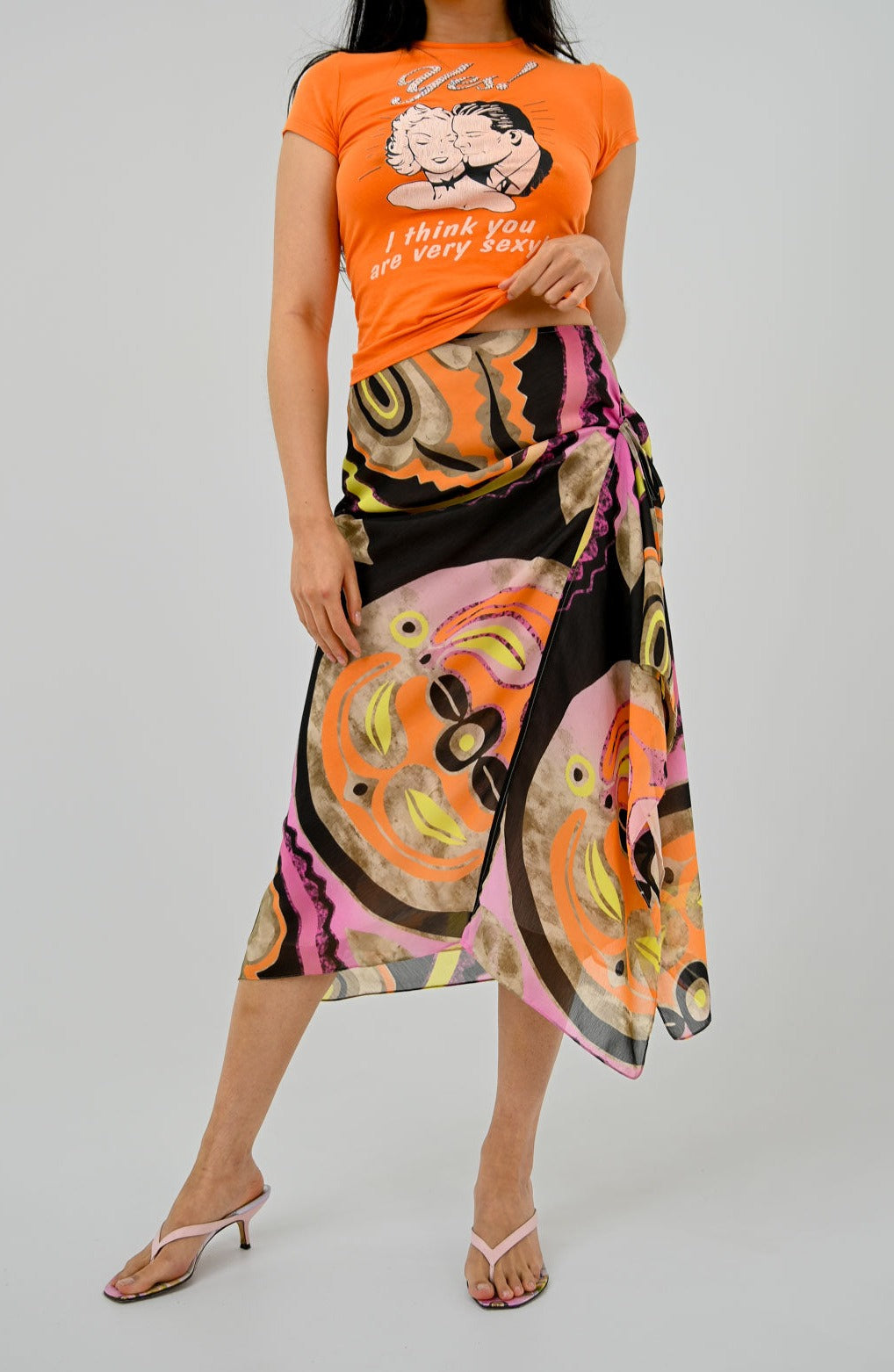 Geometric Tie-Up Skirt