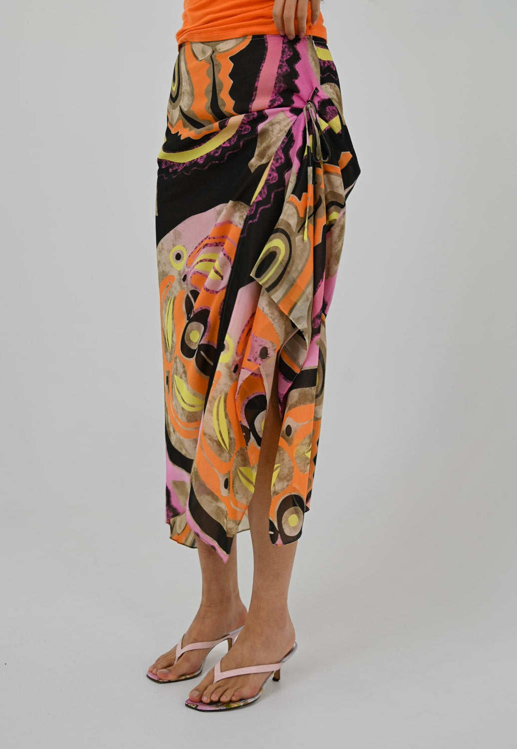 Geometric Tie-Up Skirt