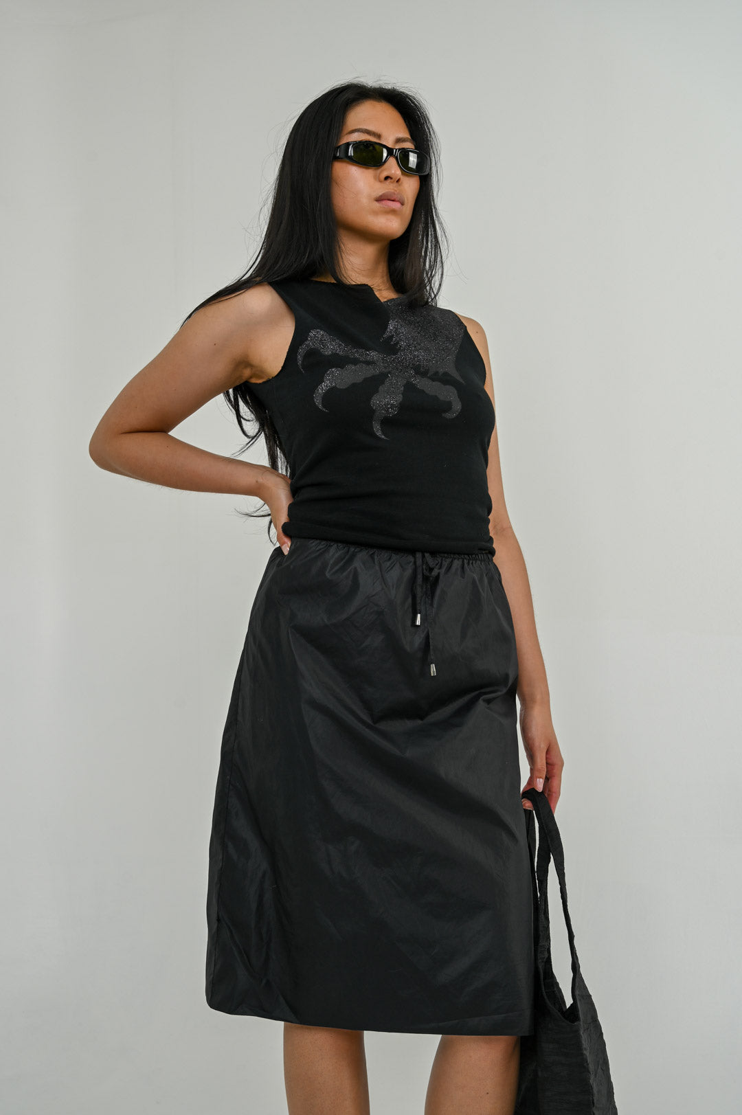 Patrizia Pepe Onyx Nylon Skirt