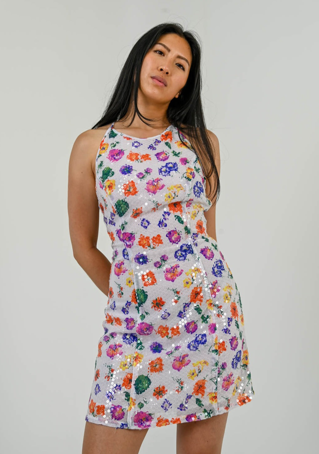 Gai Mattiolo Sequin Bloom Dress