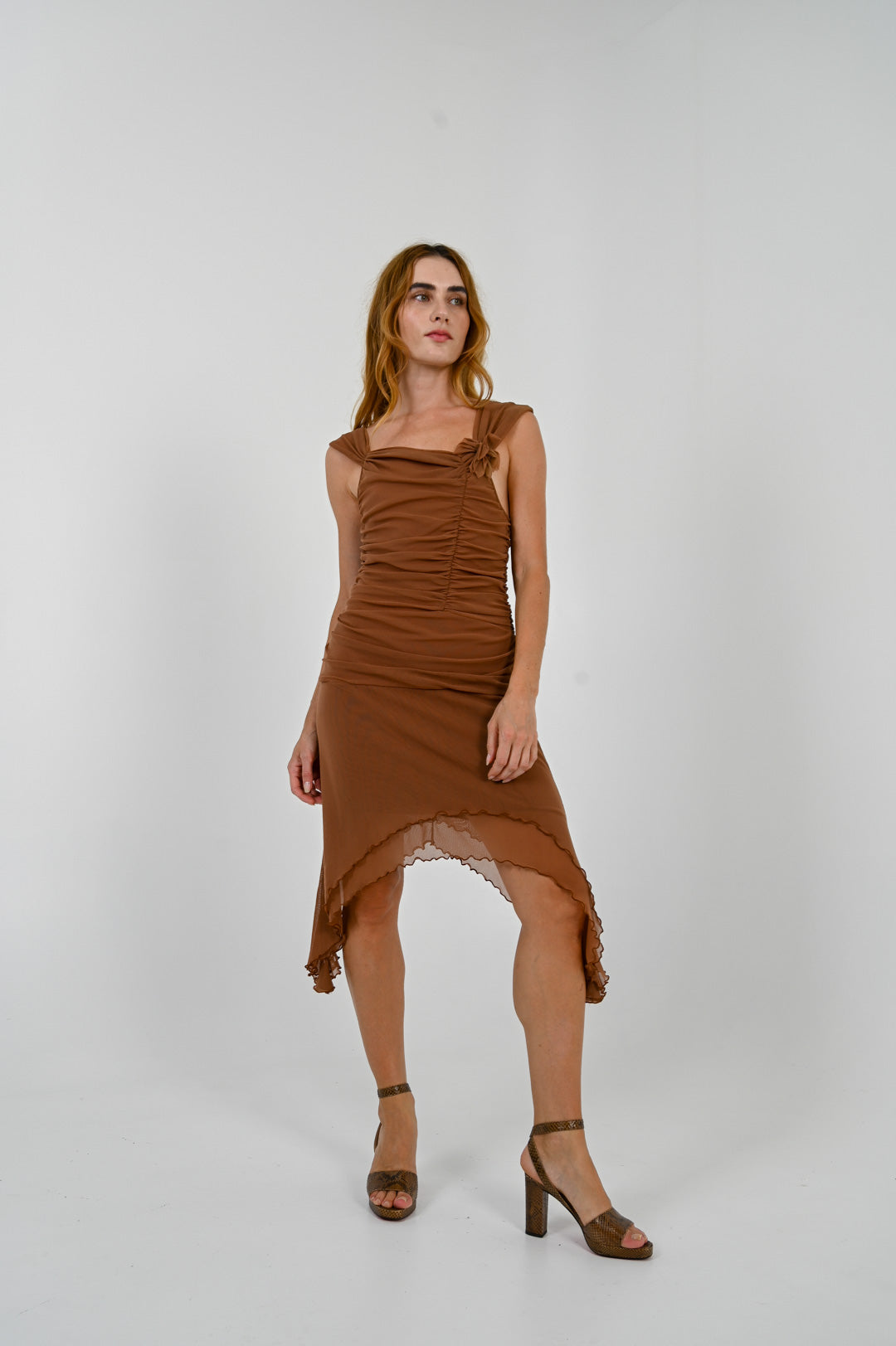 Cioccolato Ruffle Rosette Dress