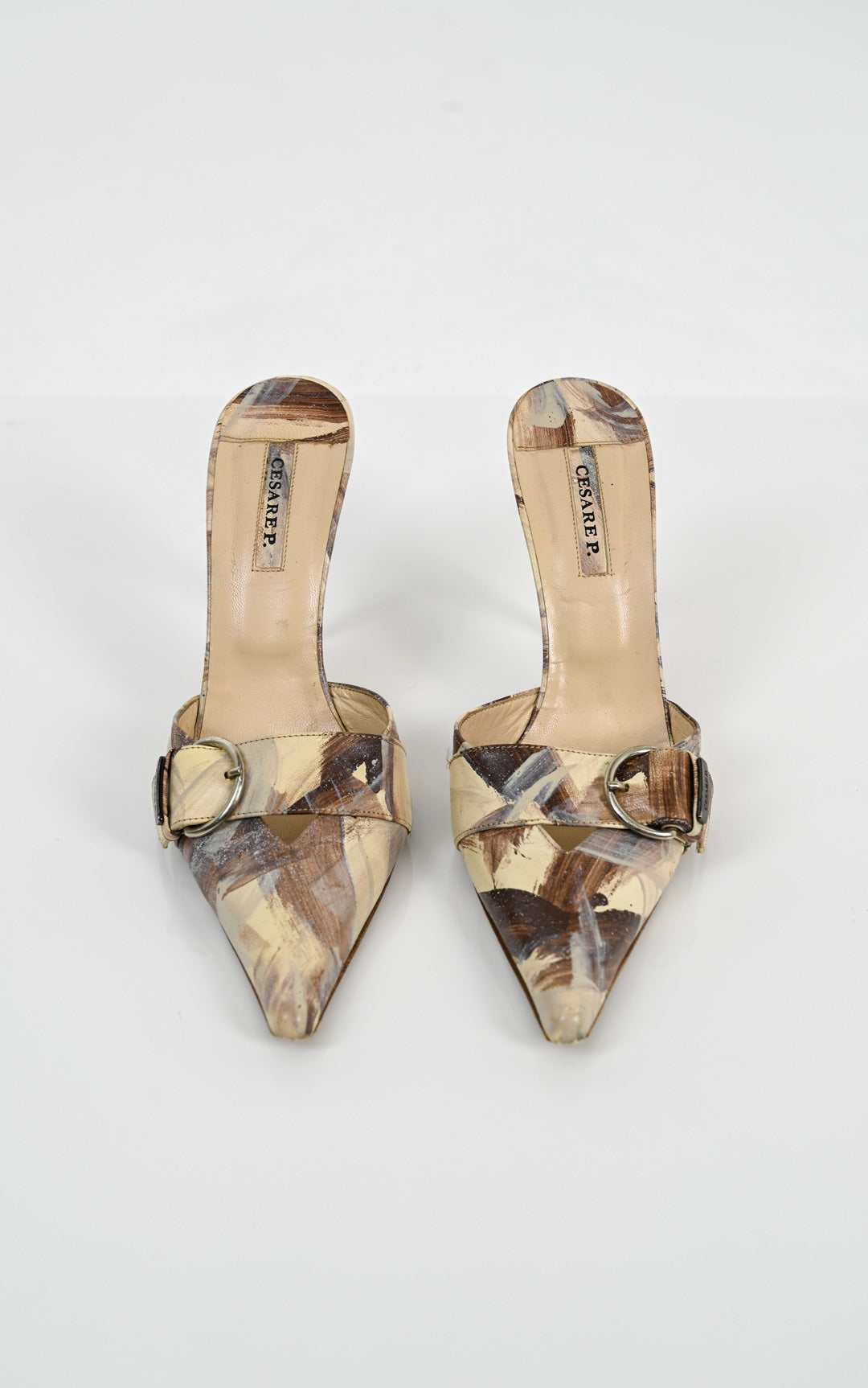 Cesare Paciotti Leather Buckle Mules (40)
