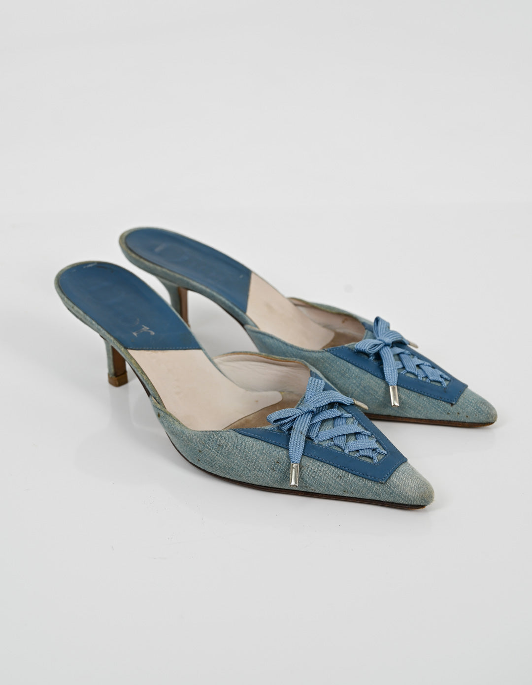 Dior Denim Lace-Up Pumps (37.5)