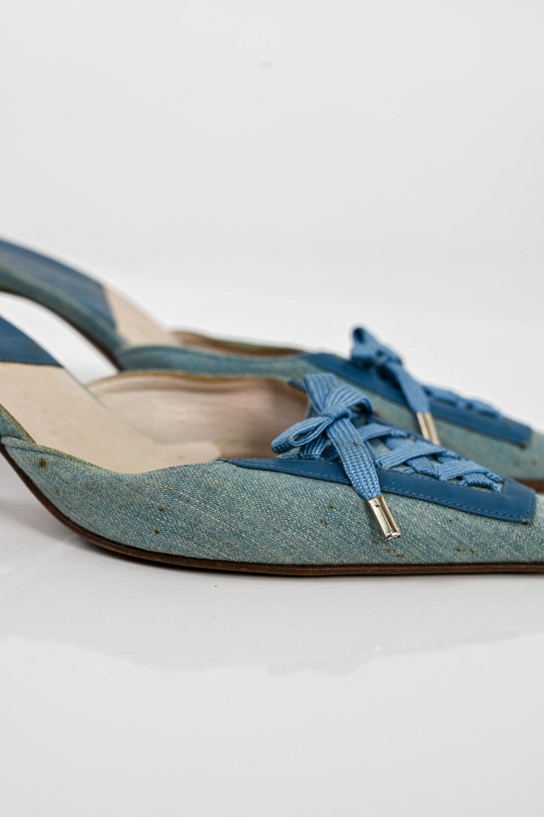Dior Denim Lace-Up Pumps (37.5)
