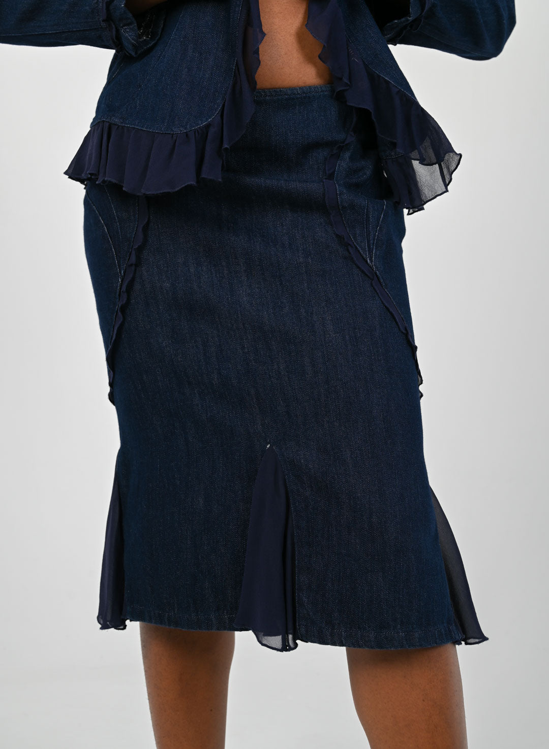 Versace Denim Chiffon Skirt Set