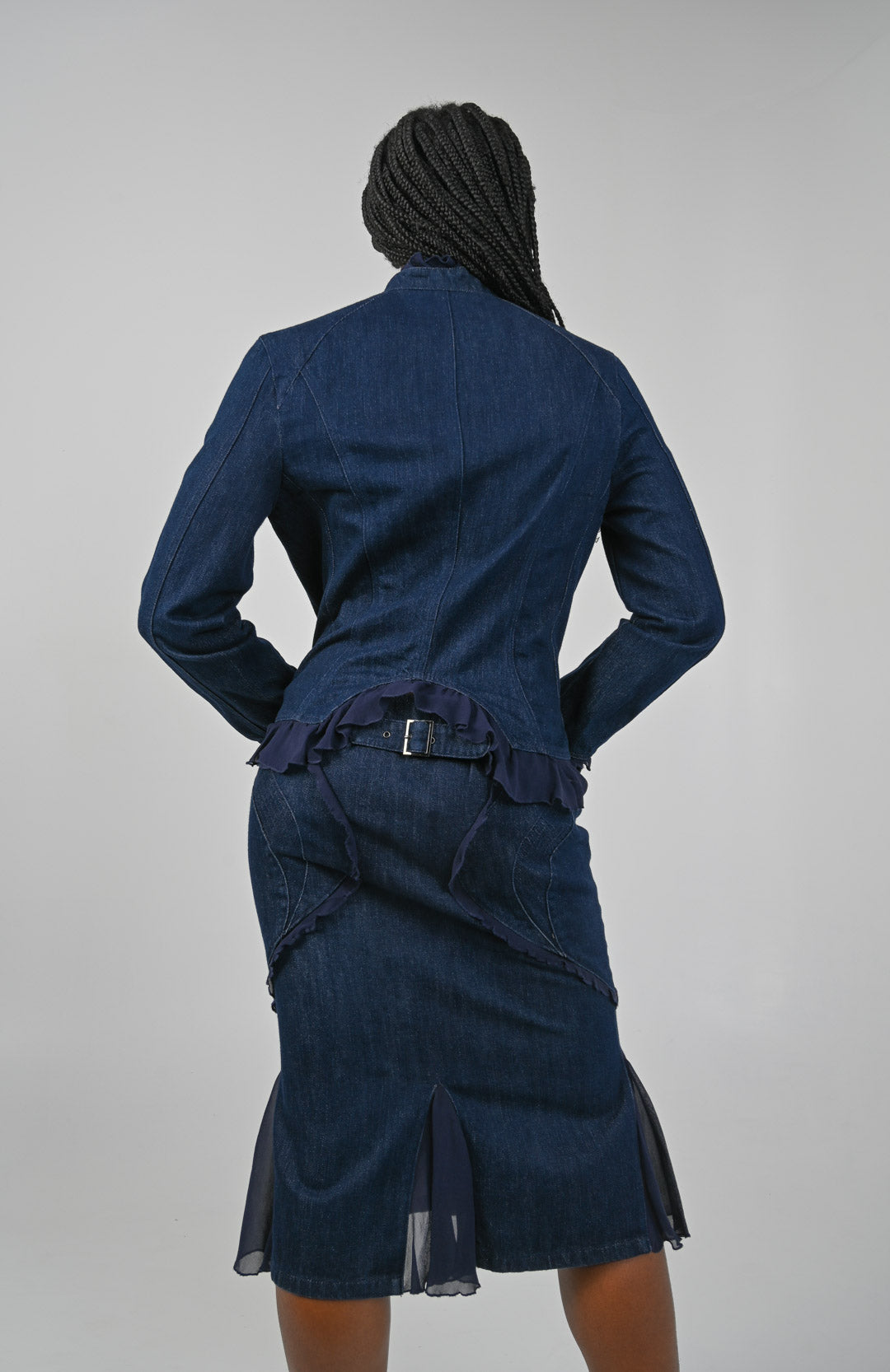 Versace Denim Chiffon Skirt Set