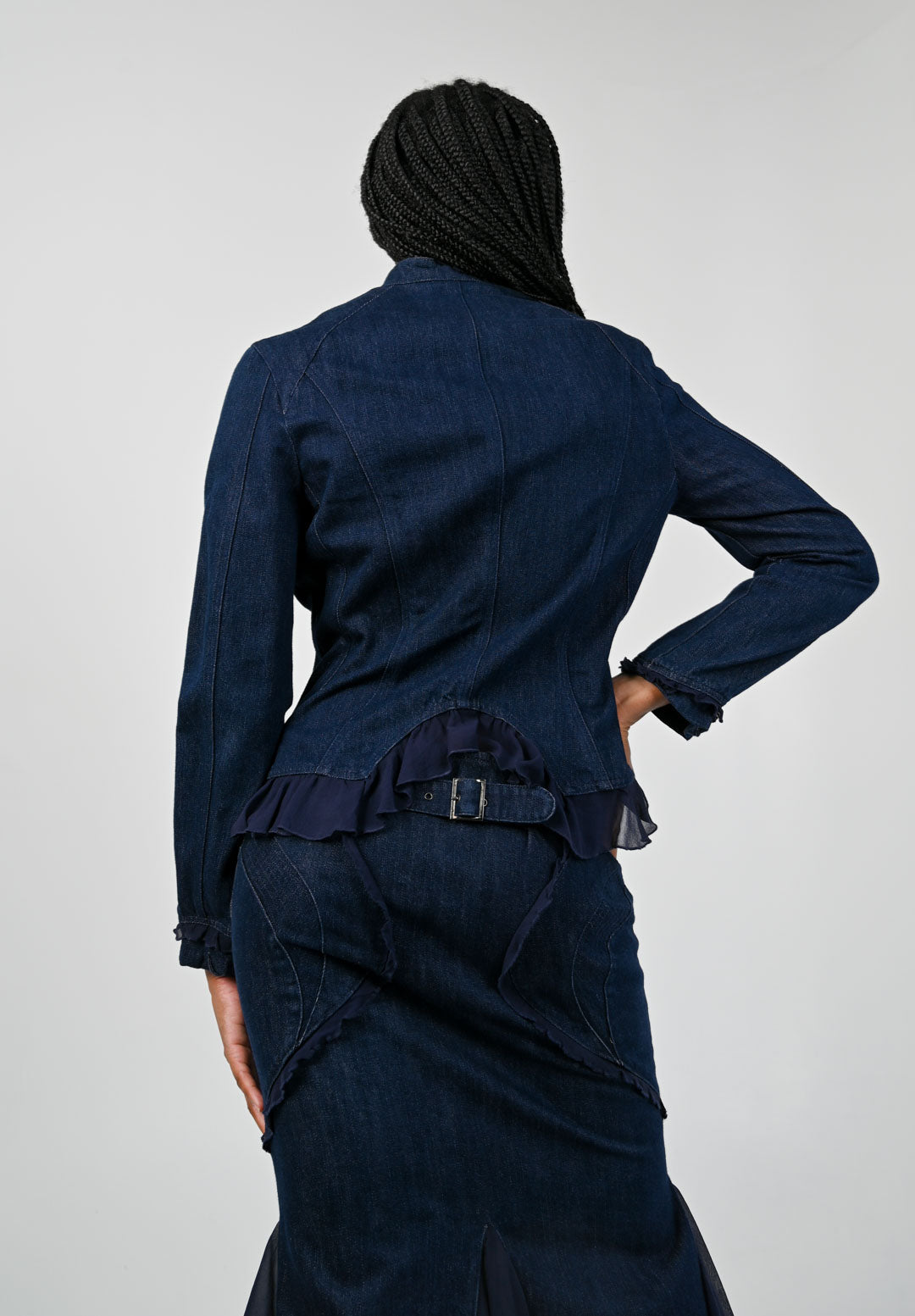 Versace Denim Chiffon Skirt Set