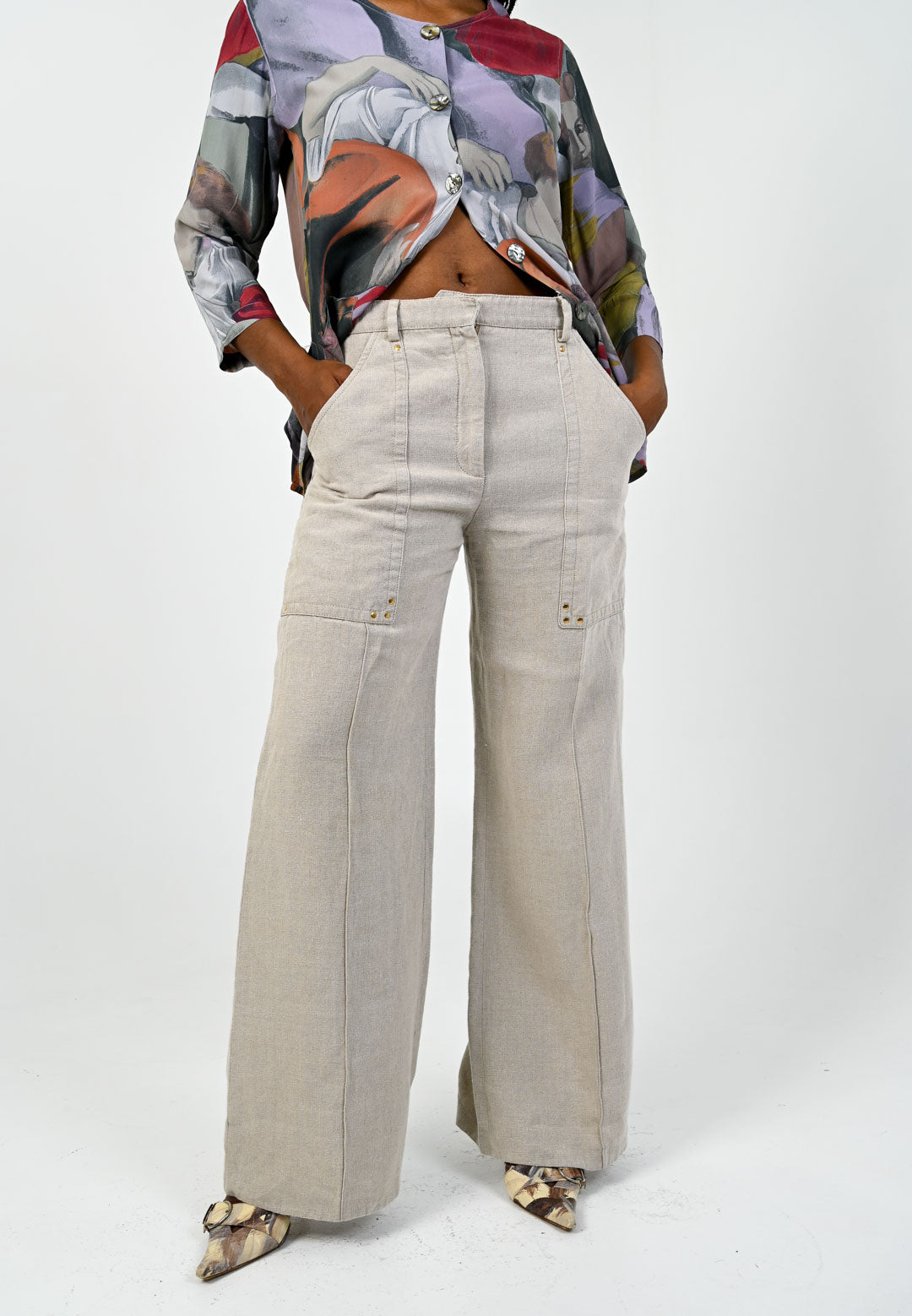 Celine Linen Wide Leg Trousers