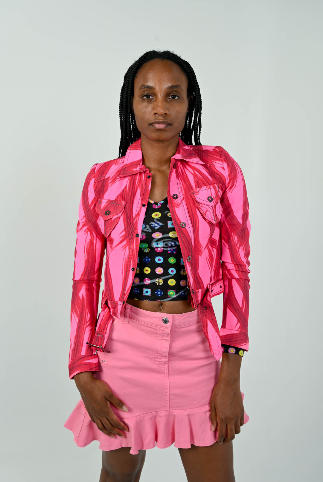 Custo Fuchsia Brushstroke Jacket