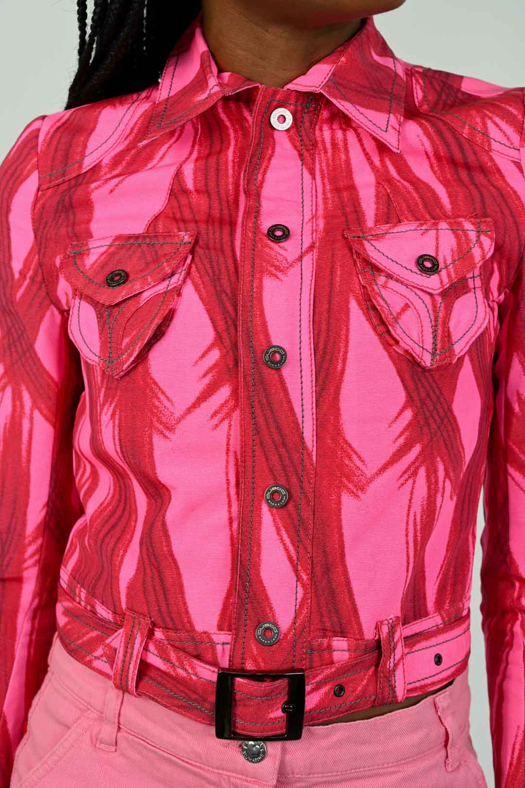 Custo Fuchsia Brushstroke Jacket