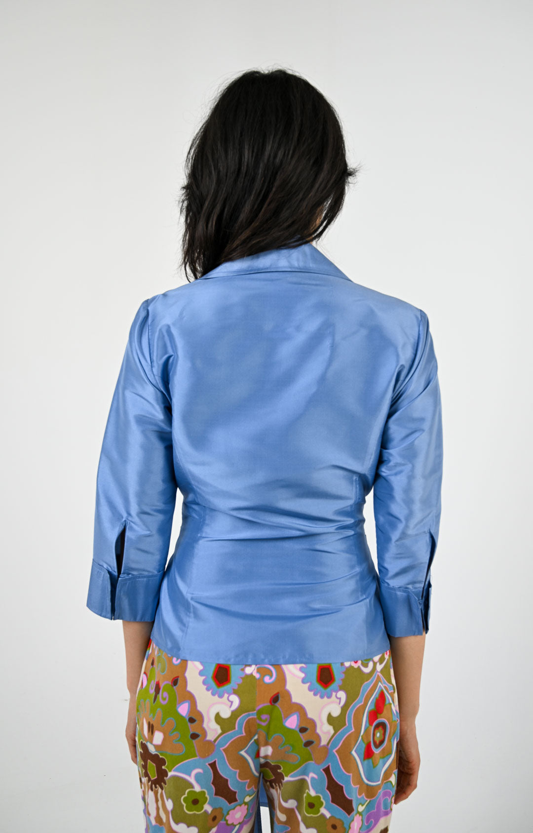 Periwinkle Silk Belted Shirt