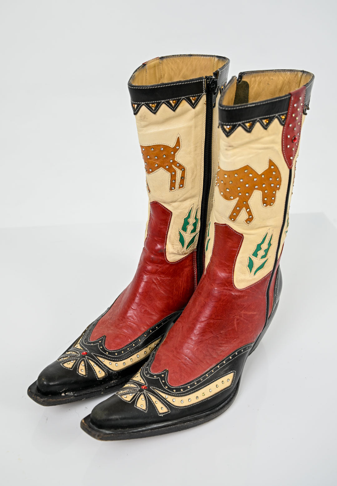 Leather Chupacabra Bedazzled Boots (36)