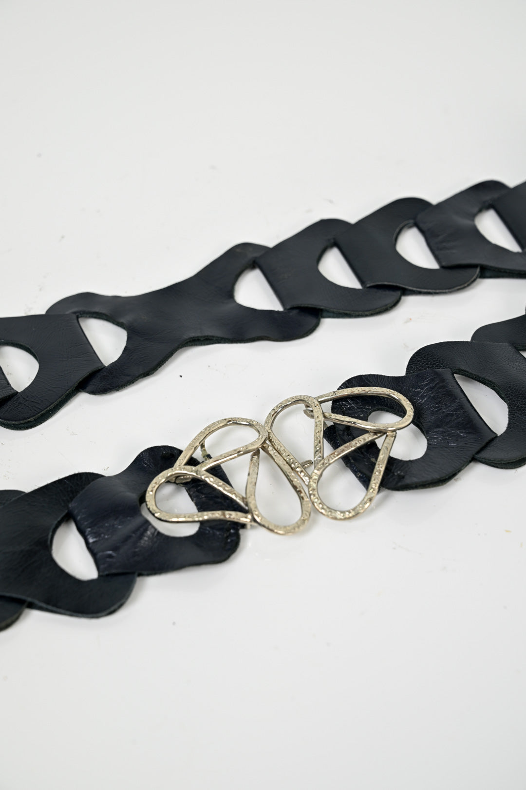 Navy Leather Link Belt