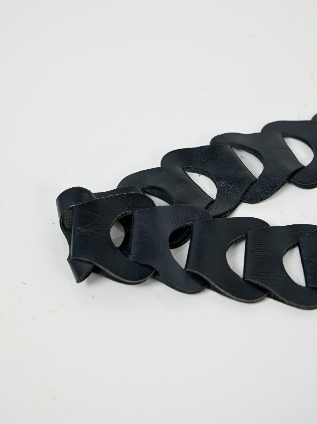 Navy Leather Link Belt