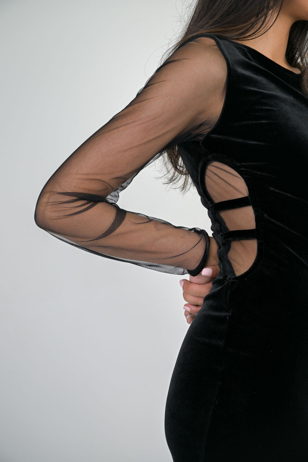 Nero Mesh Velvet Dress
