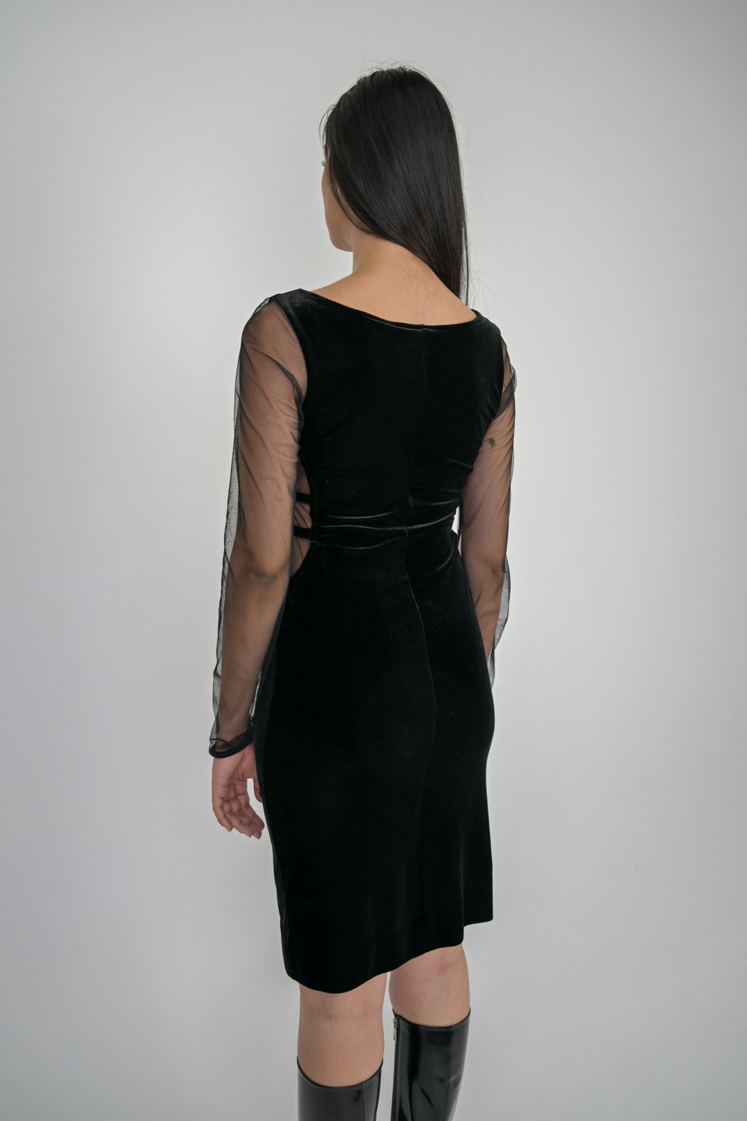 Nero Mesh Velvet Dress
