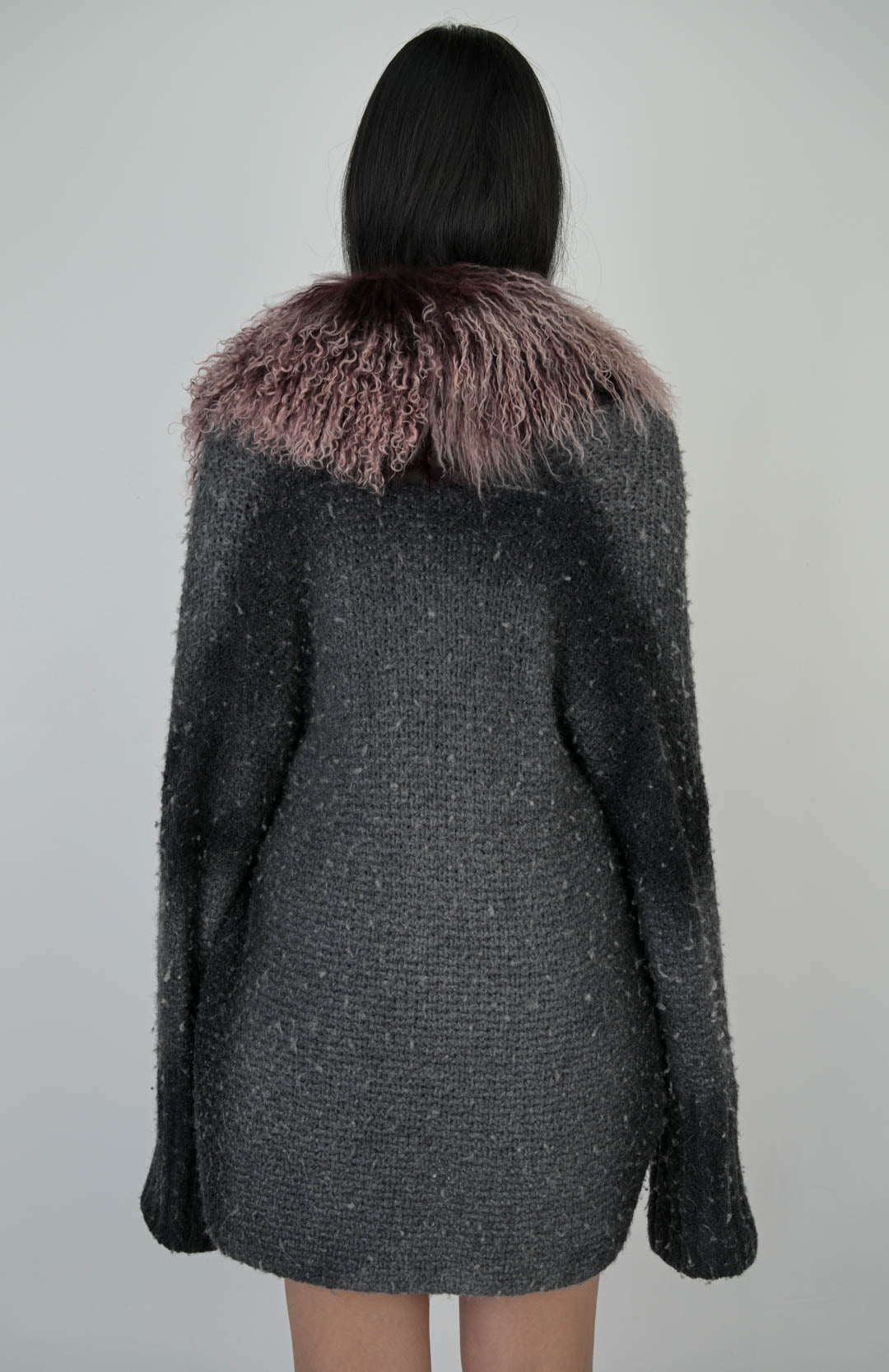 Mongolian Lamb Collar Cardigan