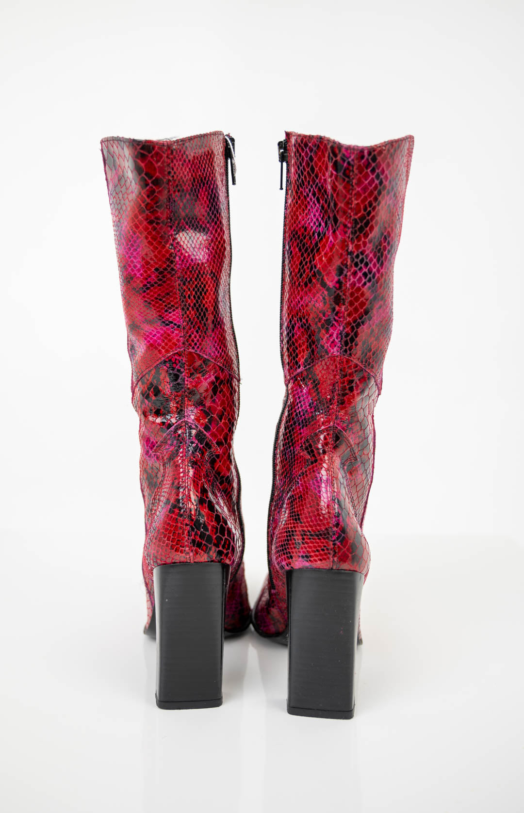 Hibiscus Leather Serpentine Boots (37)
