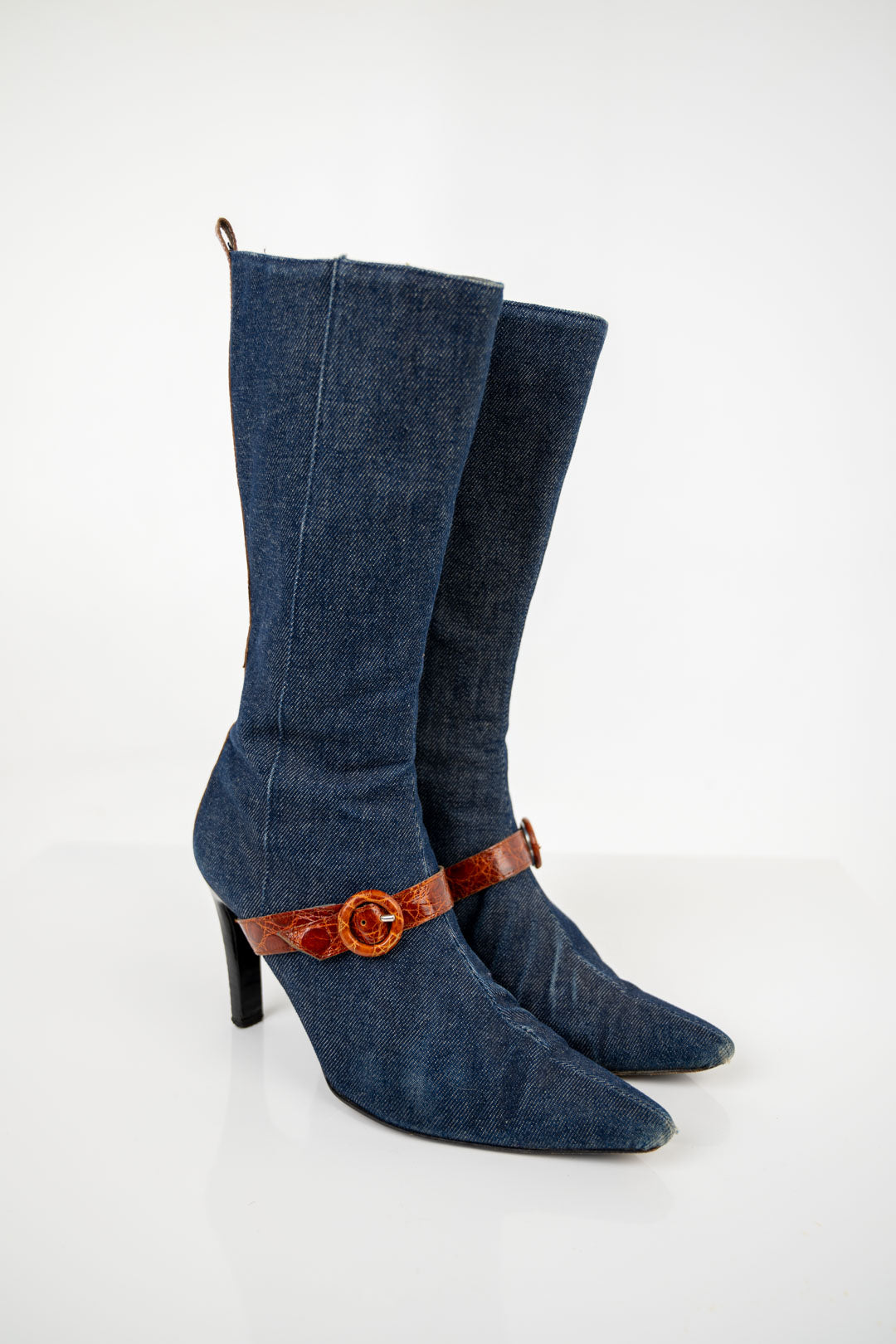 Denim Buckle Boots (37.5)