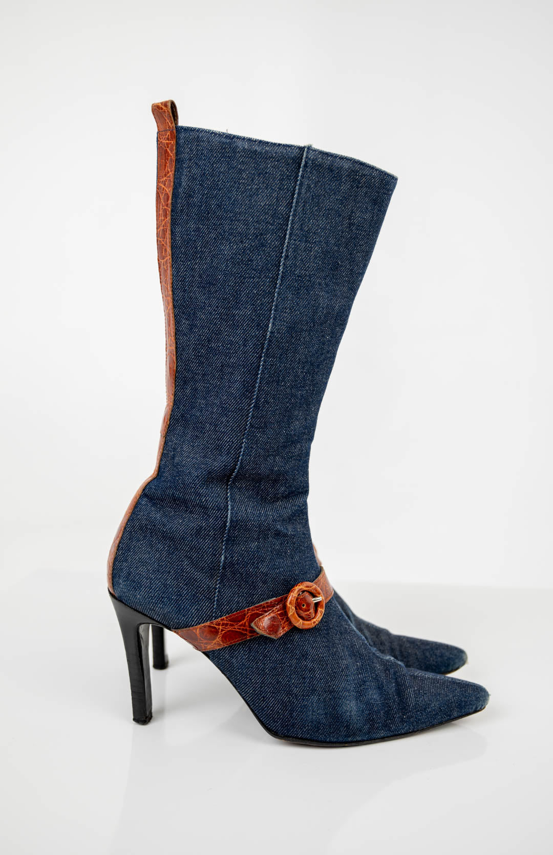 Denim Buckle Boots (37.5)