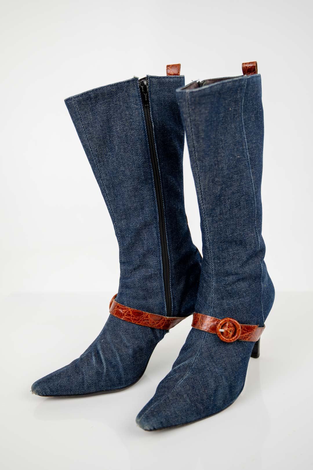 Denim Buckle Boots (37.5)