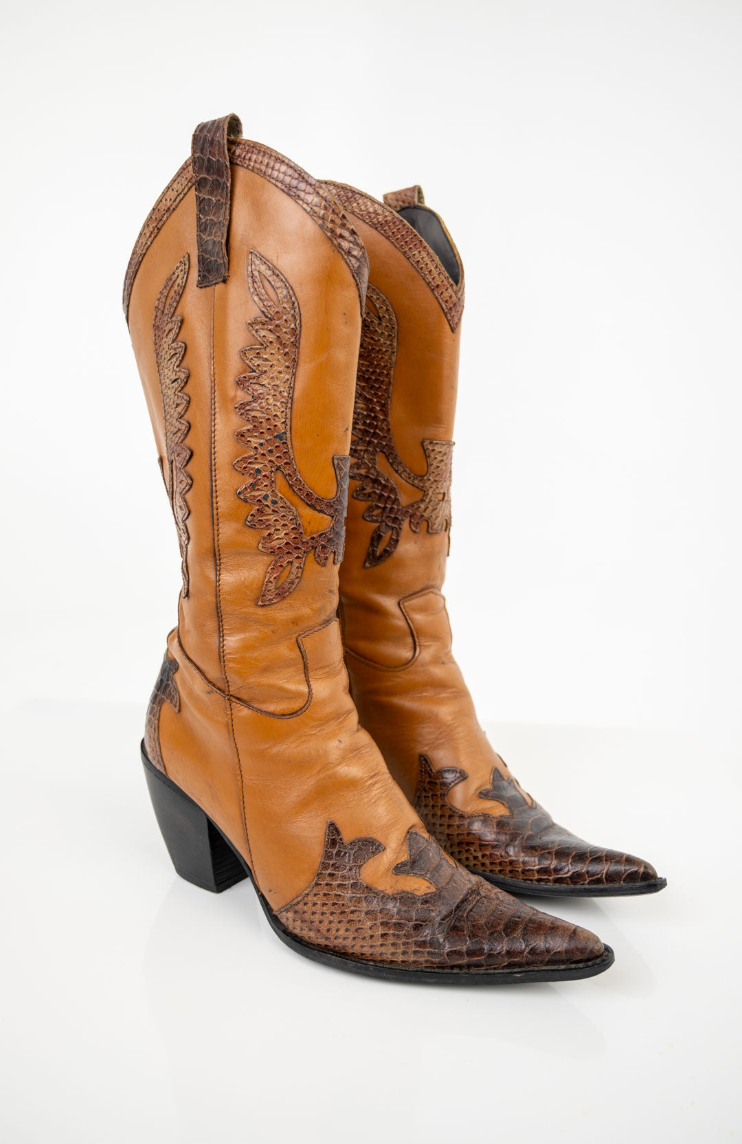 Toffee Leather Cowboy Boots (40)