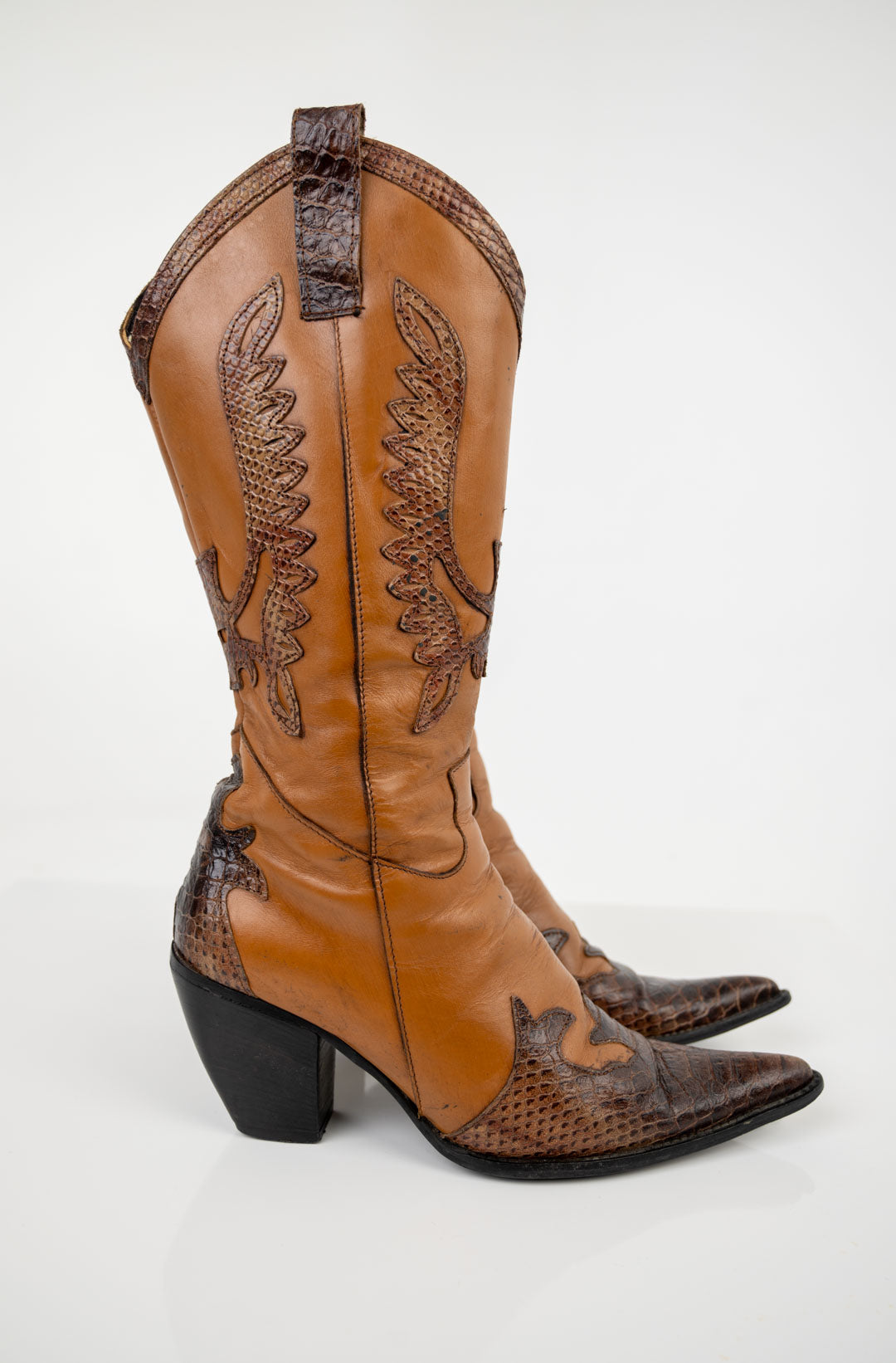 Toffee Leather Cowboy Boots (40)