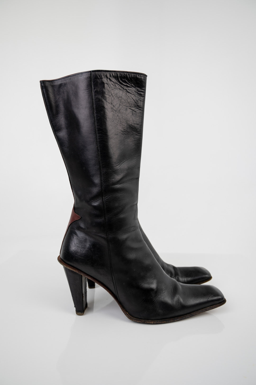 Square Toe Leather Boots (38)