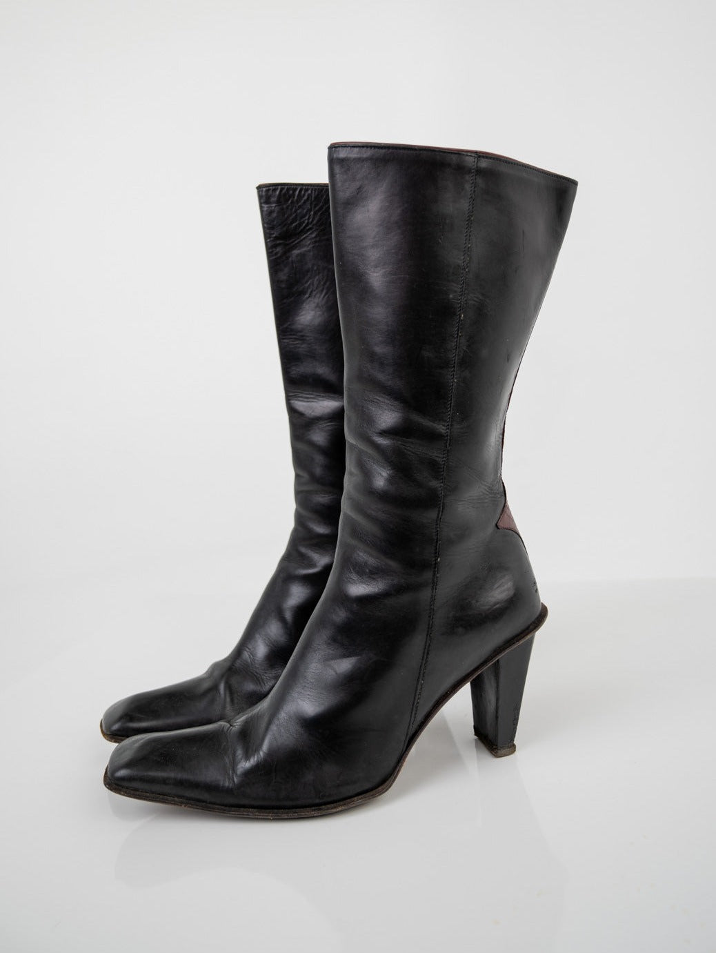 Square Toe Leather Boots (38)