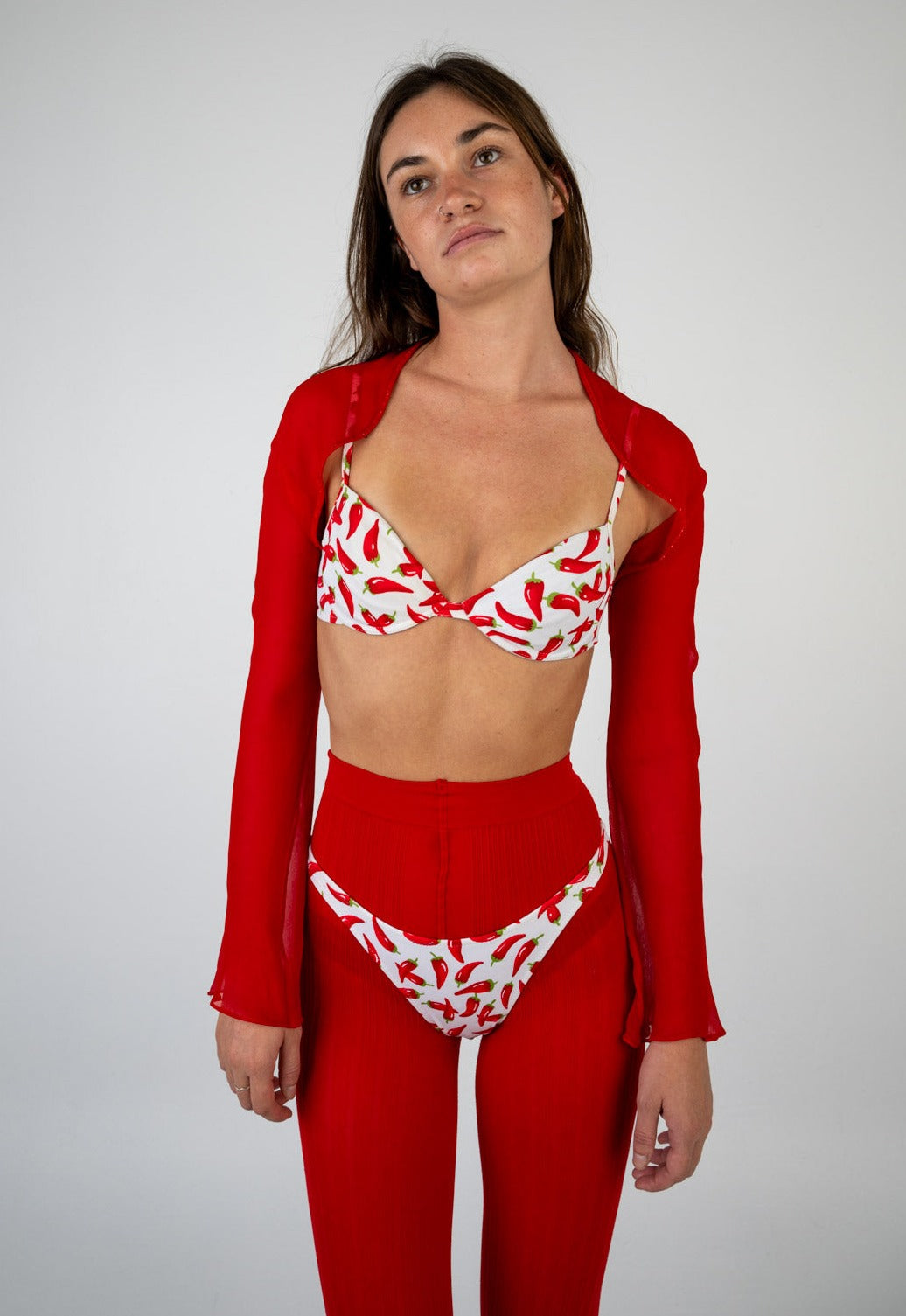 Paola Blu Scarlet Silk Shrug
