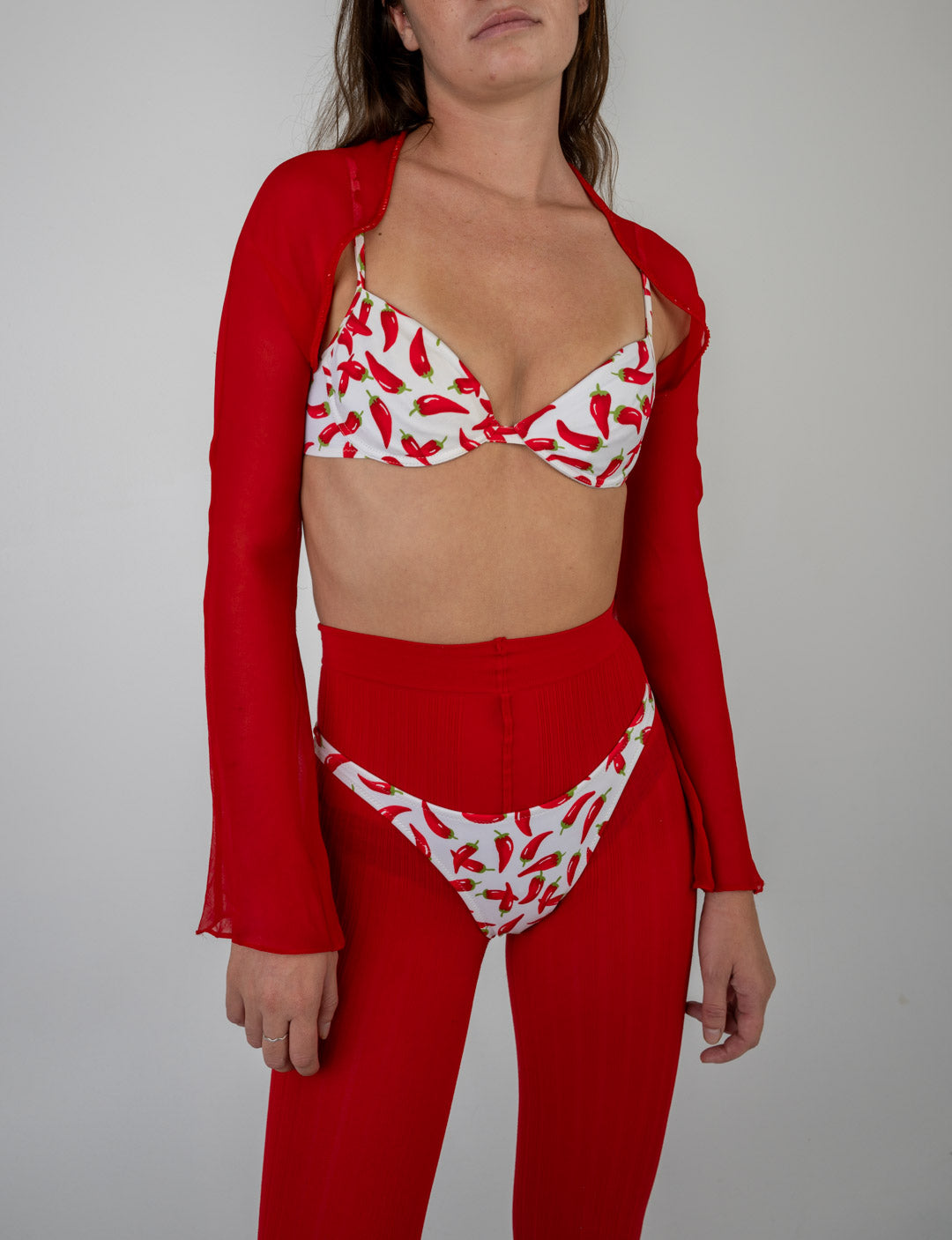 Paola Blu Scarlet Silk Shrug