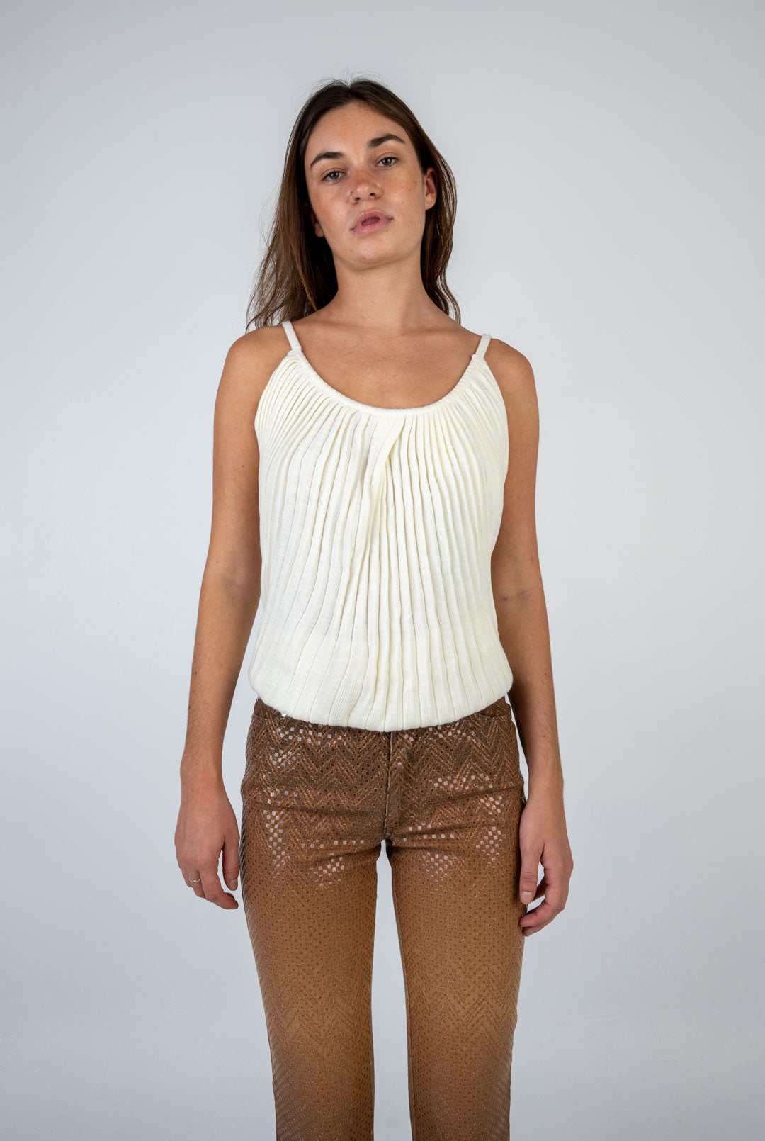 Cream Fluted Wool Top