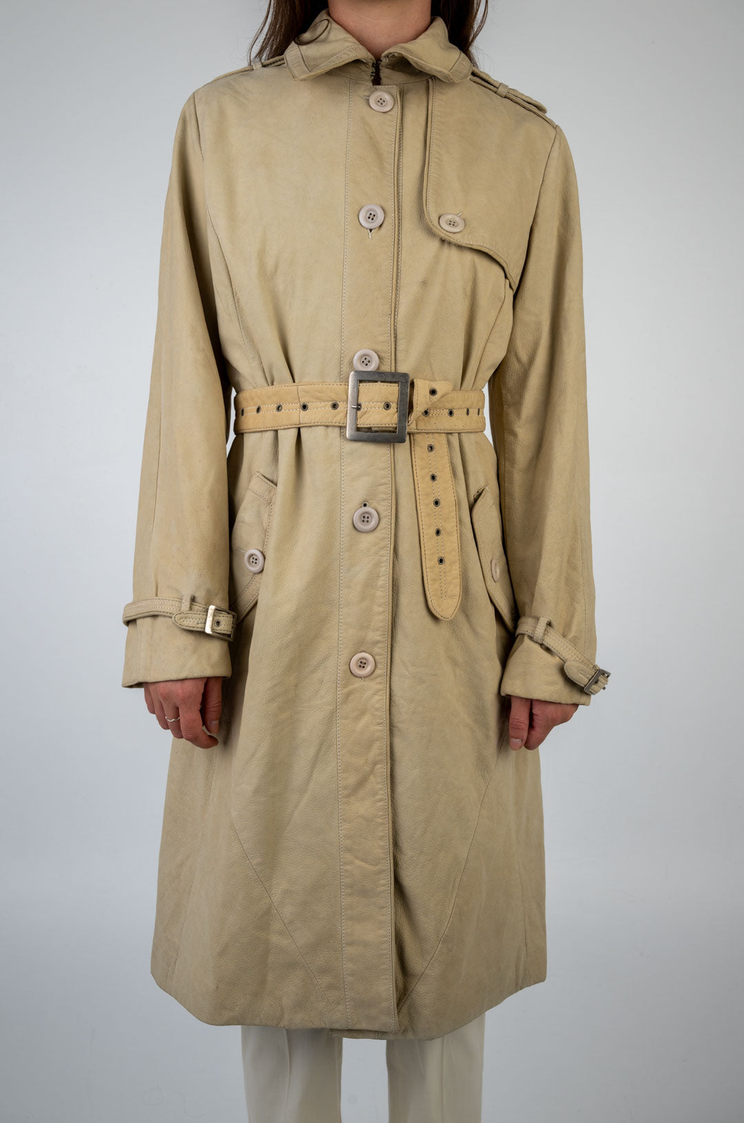 Oat Leather Trench Coat