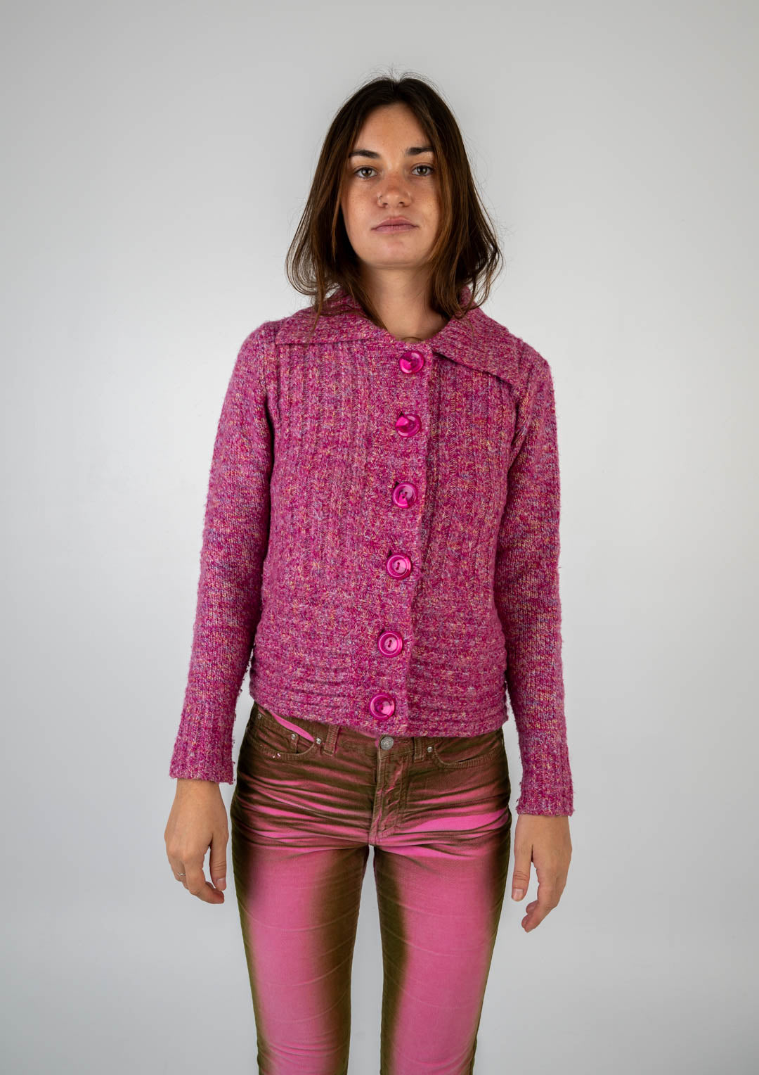 Rose Marbled Knit Cardigan