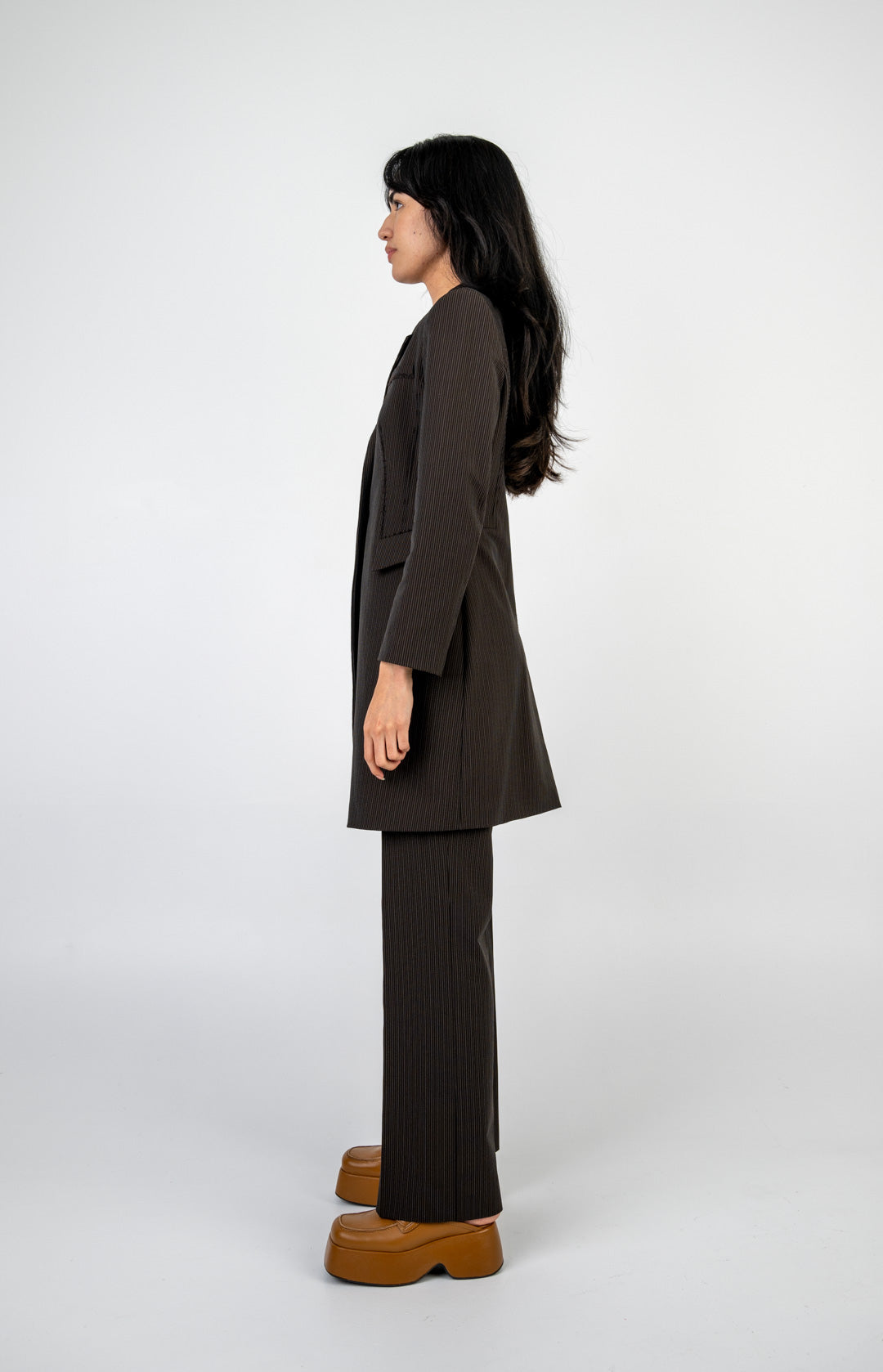 Alberta Ferretti Espresso Pinstripe Pantsuit