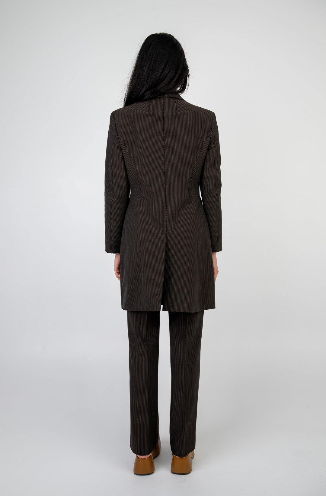 Alberta Ferretti Espresso Pinstripe Pantsuit