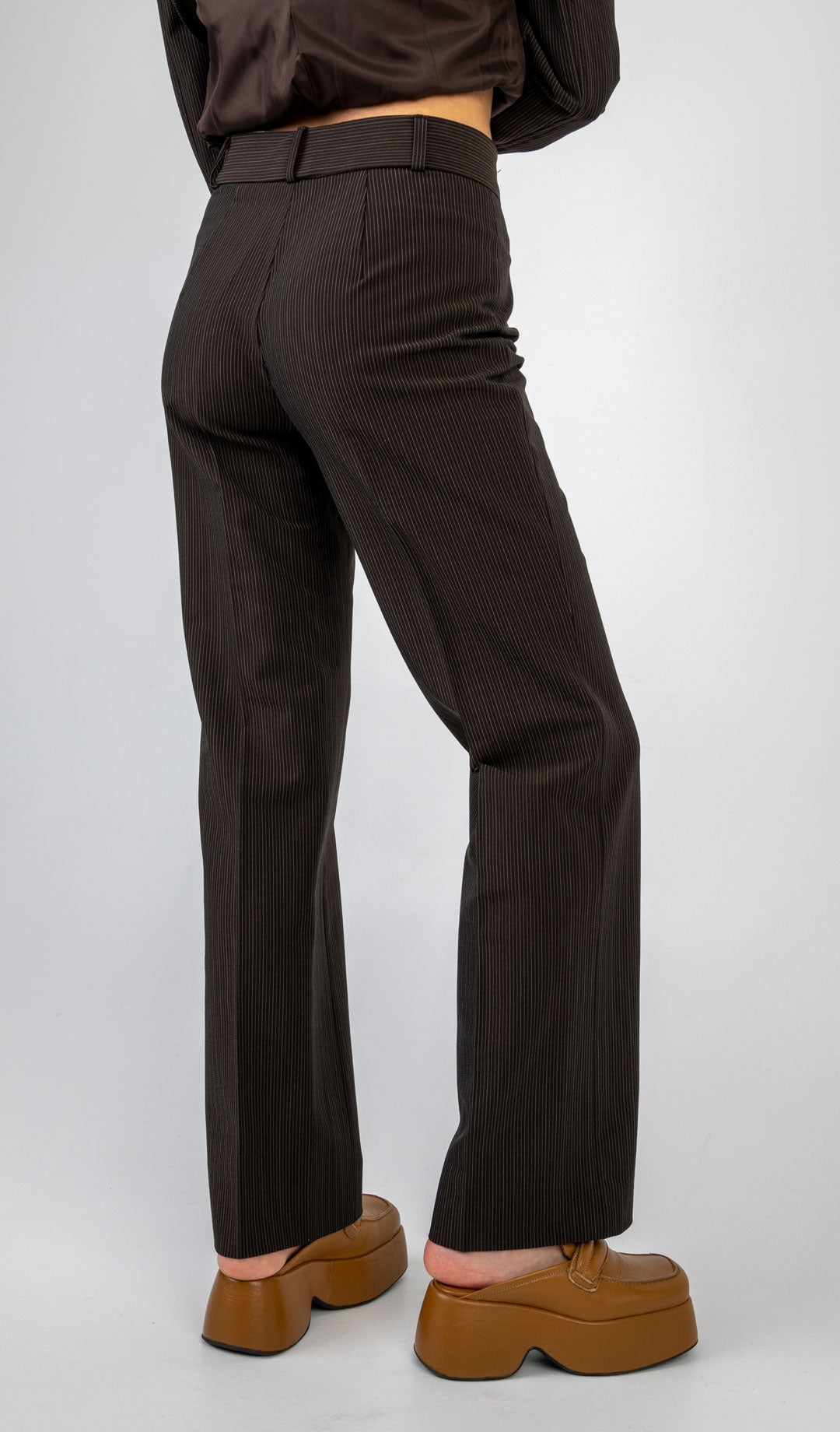 Alberta Ferretti Espresso Pinstripe Pantsuit