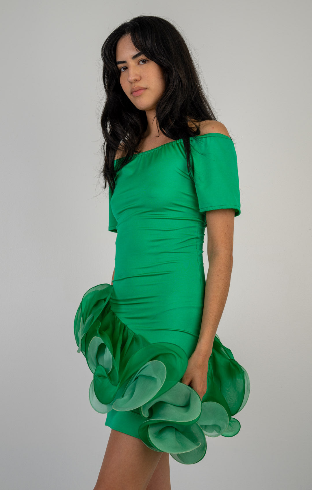 Emerald Silk Swirl Dress