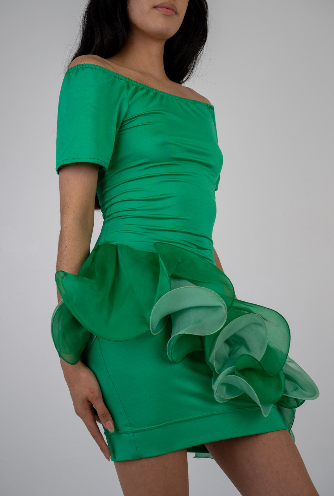 Emerald Silk Swirl Dress