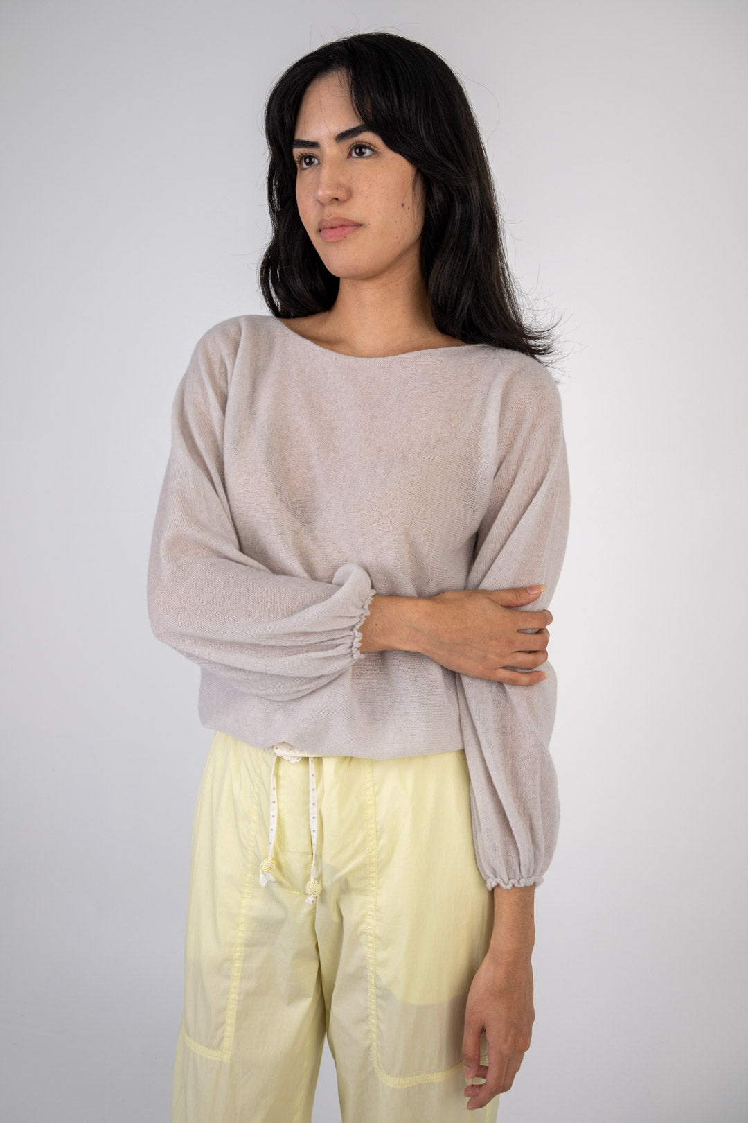 Dove Cashmere Balloon Sleeve Knit