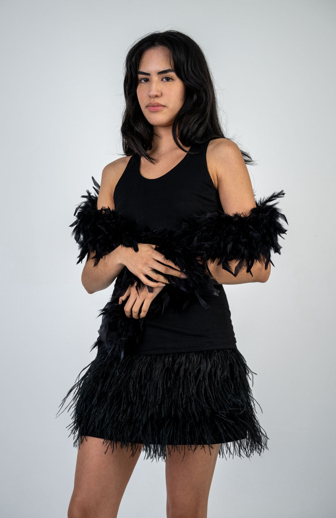 Midnight Feathered Dress