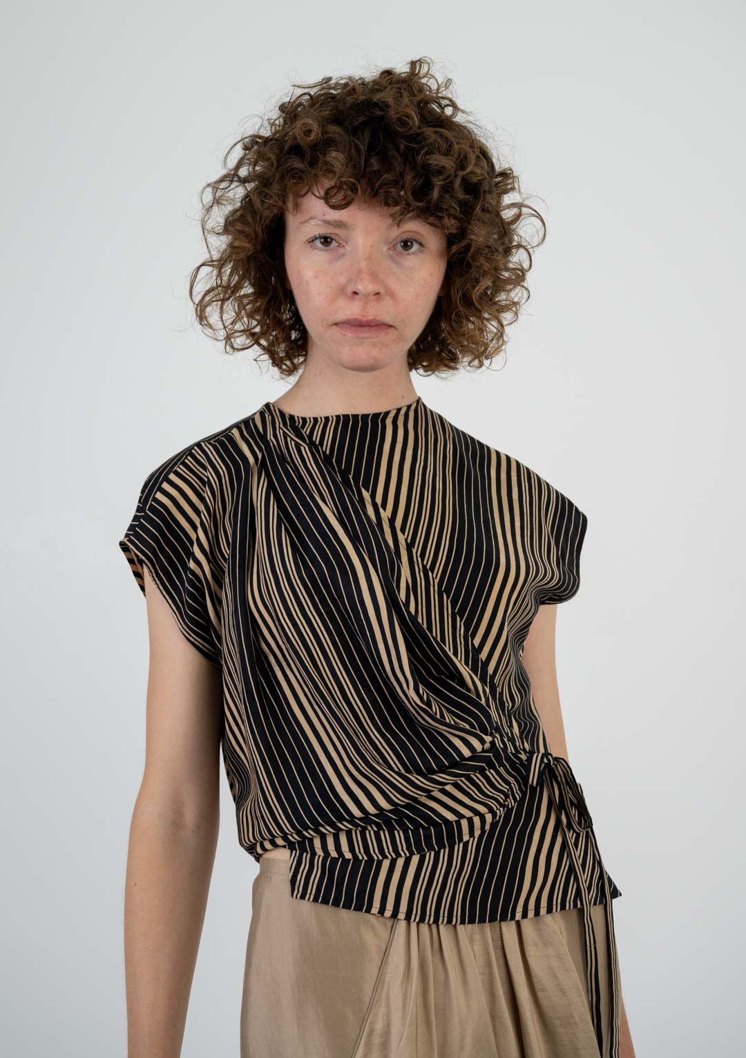 Emmanuel Ungaro Striped Wrap Blouse
