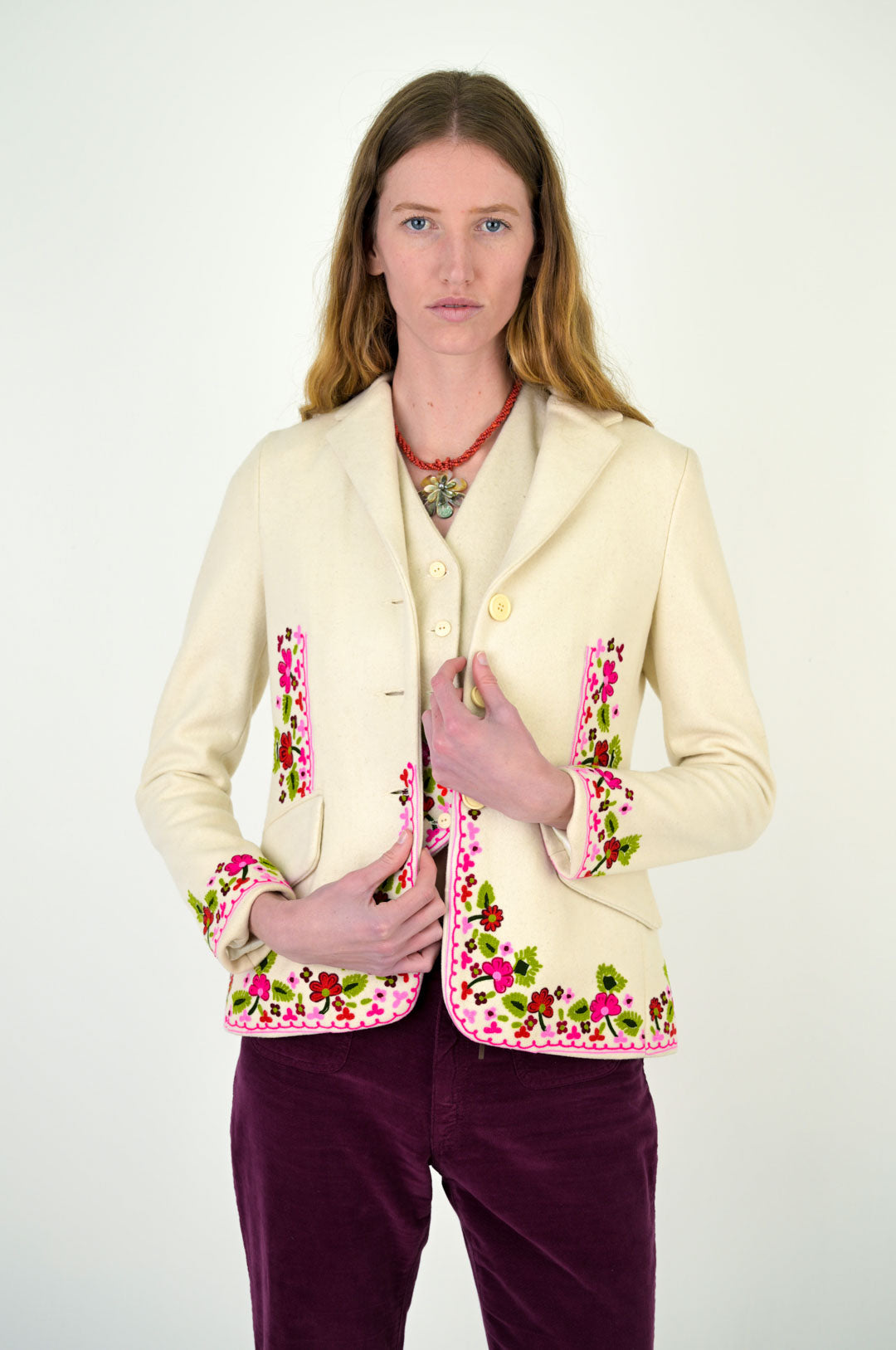 2-Piece Embroidered Wool Vest